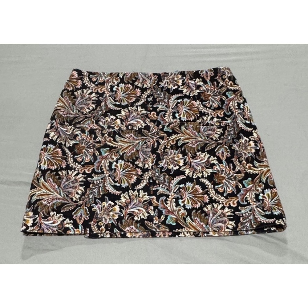 Zara Trafaluc Corduroy Paisley Mini Skirt Womens Size S Multicolor Button Front